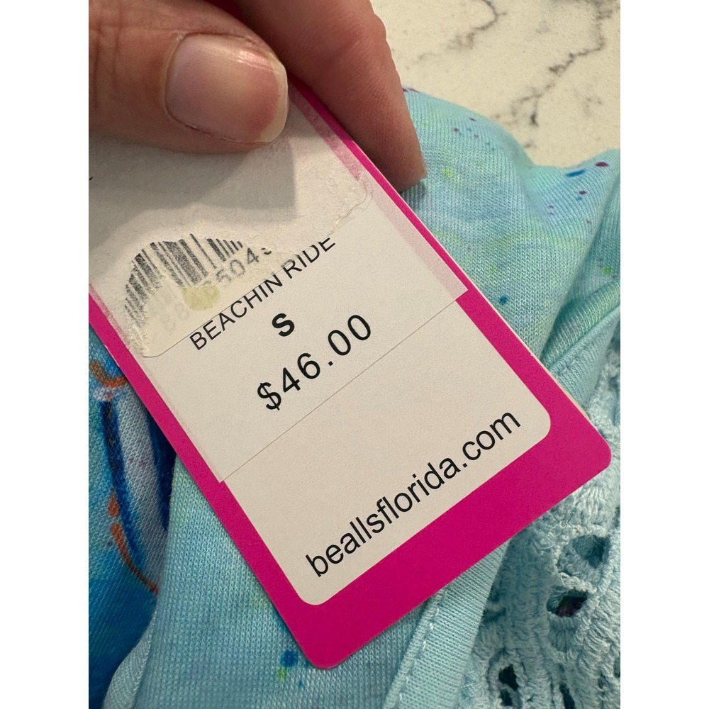 Leoma Lovegrove Womens Blue Cold Shoulder Bicycle Floral Lace Back Top Small NWT - Picture 12 of 12